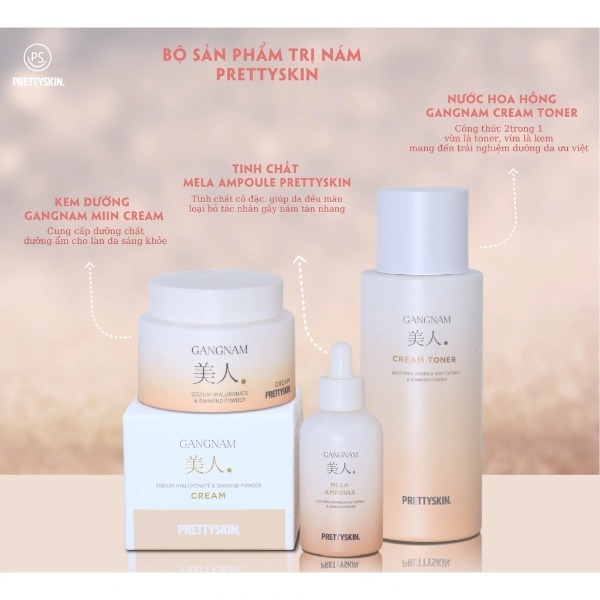 NƯỚC HOA HỒNG DƯỠNG SÁNG LÀM DỊU GANGNAM CREAM TONER PRETTYSKIN 300ML