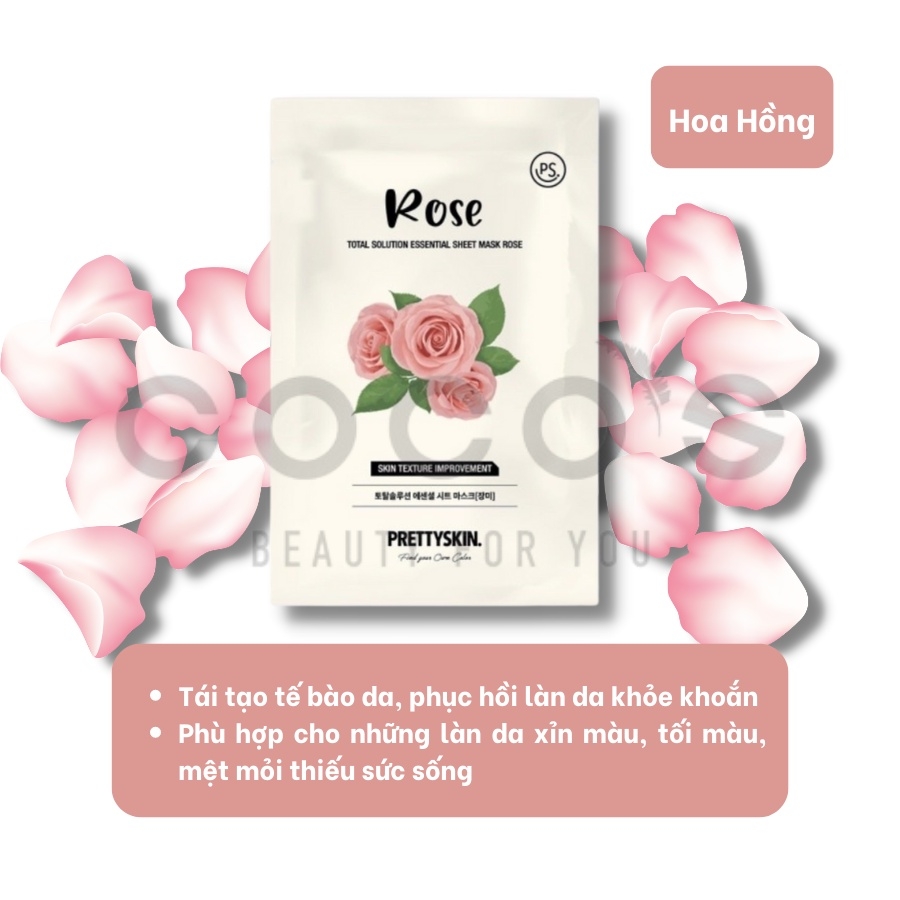 Mặt Nạ Pretty Skin Skin Total Solution Essential Sheet Mask Cấp Ẩm, Dưỡng Trắng, Ngừa Mụn, Dịu Da 23ml