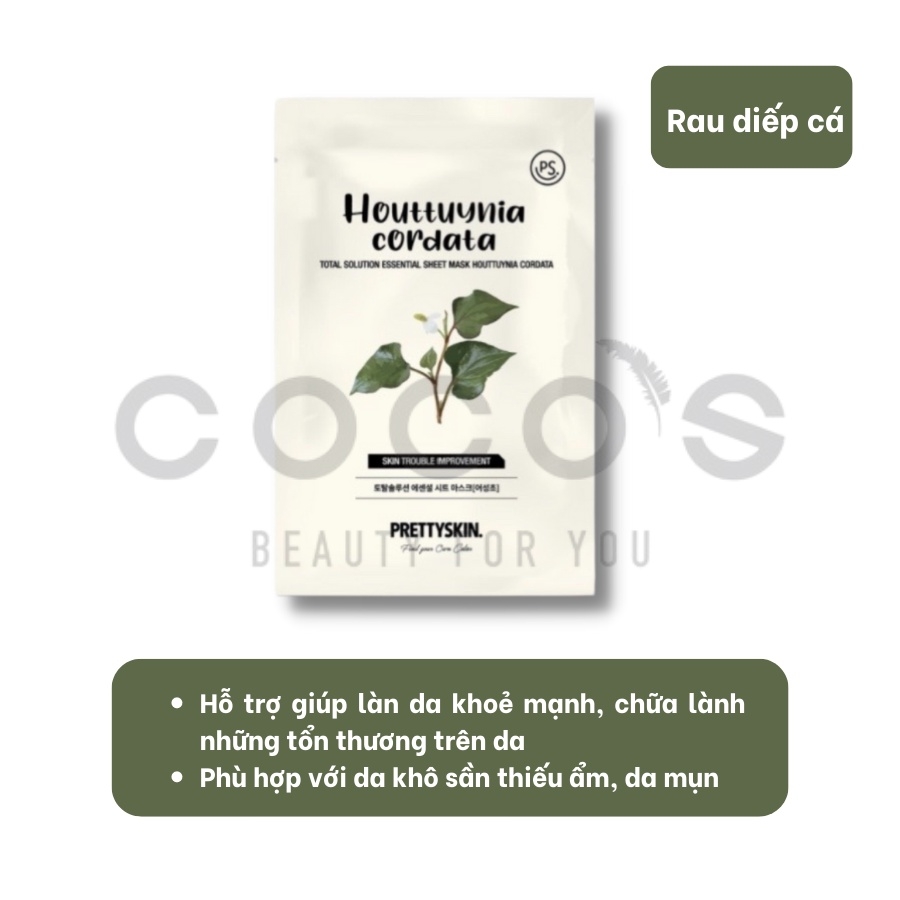 Mặt Nạ Pretty Skin Skin Total Solution Essential Sheet Mask Cấp Ẩm, Dưỡng Trắng, Ngừa Mụn, Dịu Da 23ml