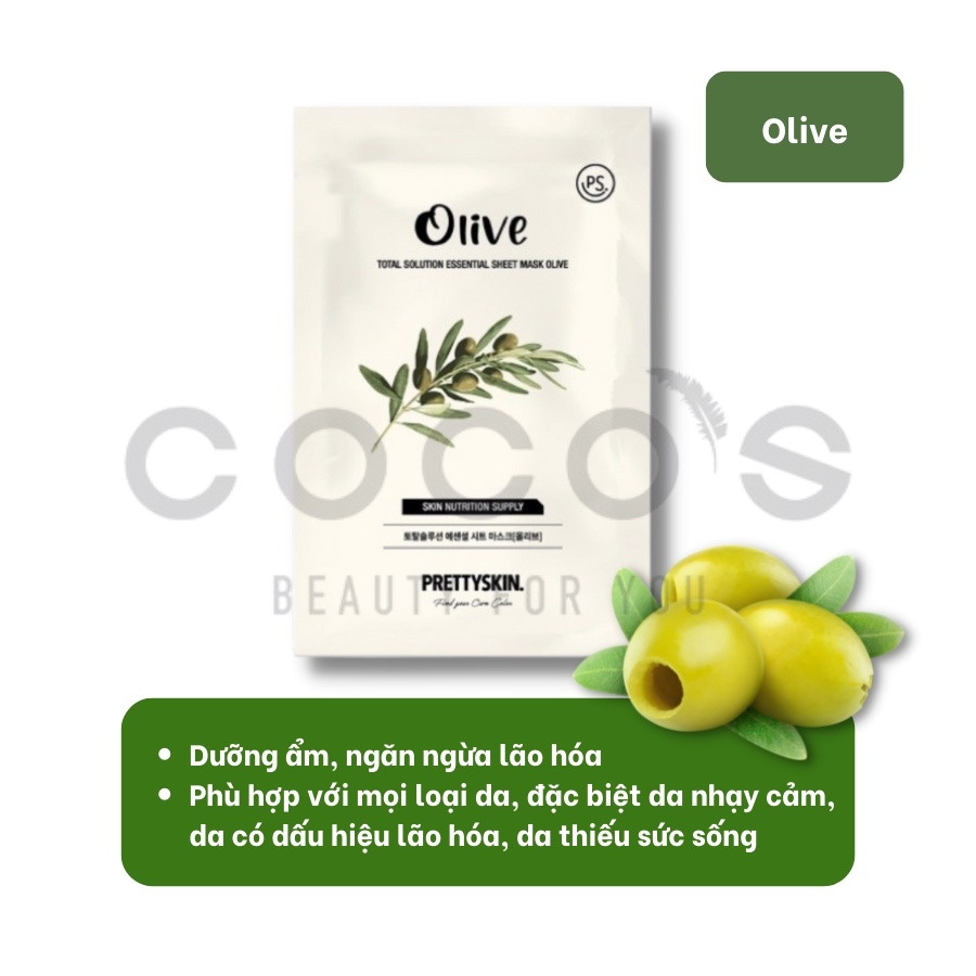 Mặt Nạ Pretty Skin Skin Total Solution Essential Sheet Mask Cấp Ẩm, Dưỡng Trắng, Ngừa Mụn, Dịu Da 23ml