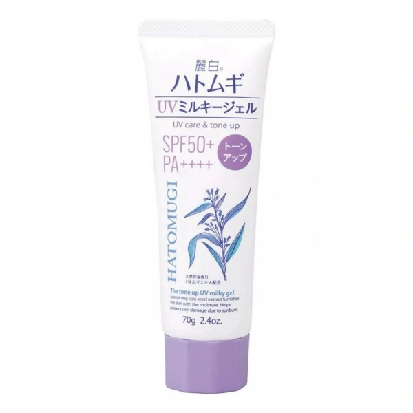 Dưỡng Thể Reihaku Hatomugi Chống Nắng, Dưỡng Ẩm, Nâng Tông UV Care & Moisturizing SPF 50+ PA++++ UV Milky Gel 70g