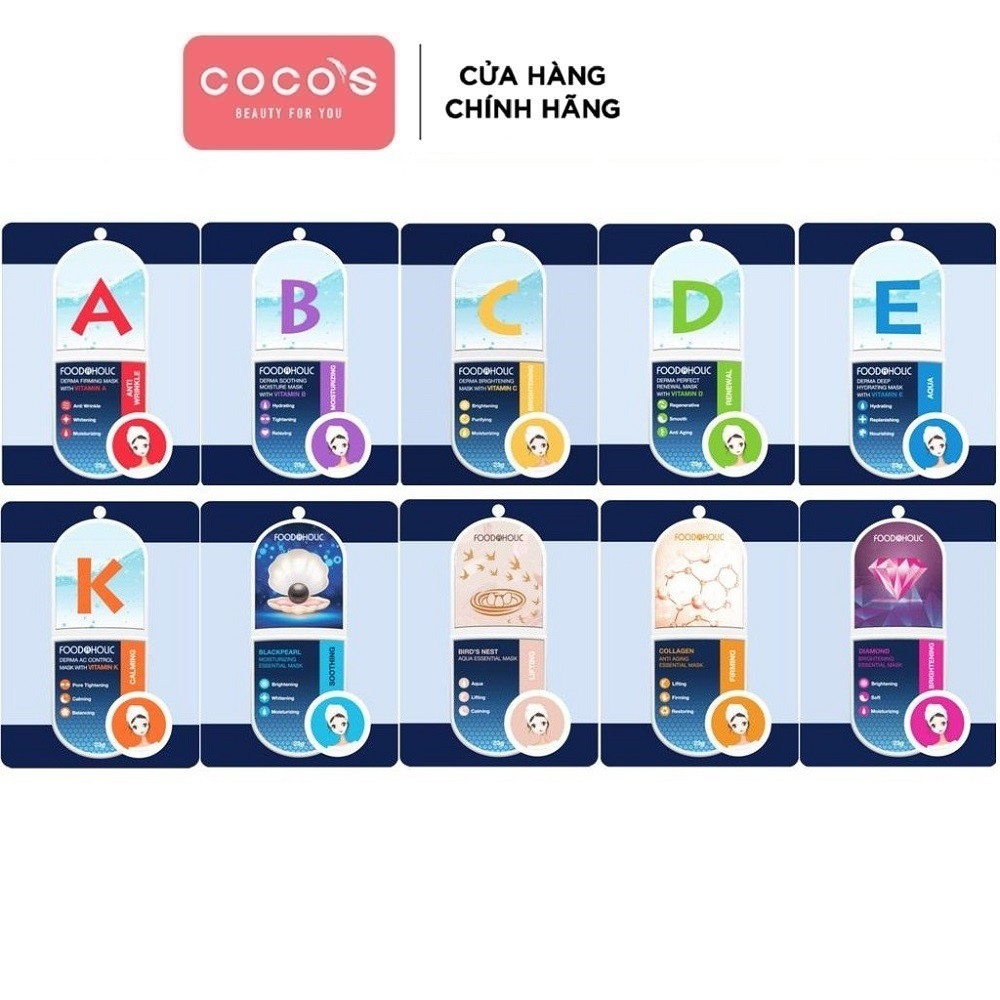 [COMBO MIX 10 MÙI] Mặt Nạ Giấy Chăm Sóc Da Toàn Diện Foodaholic Essential Mask 23g