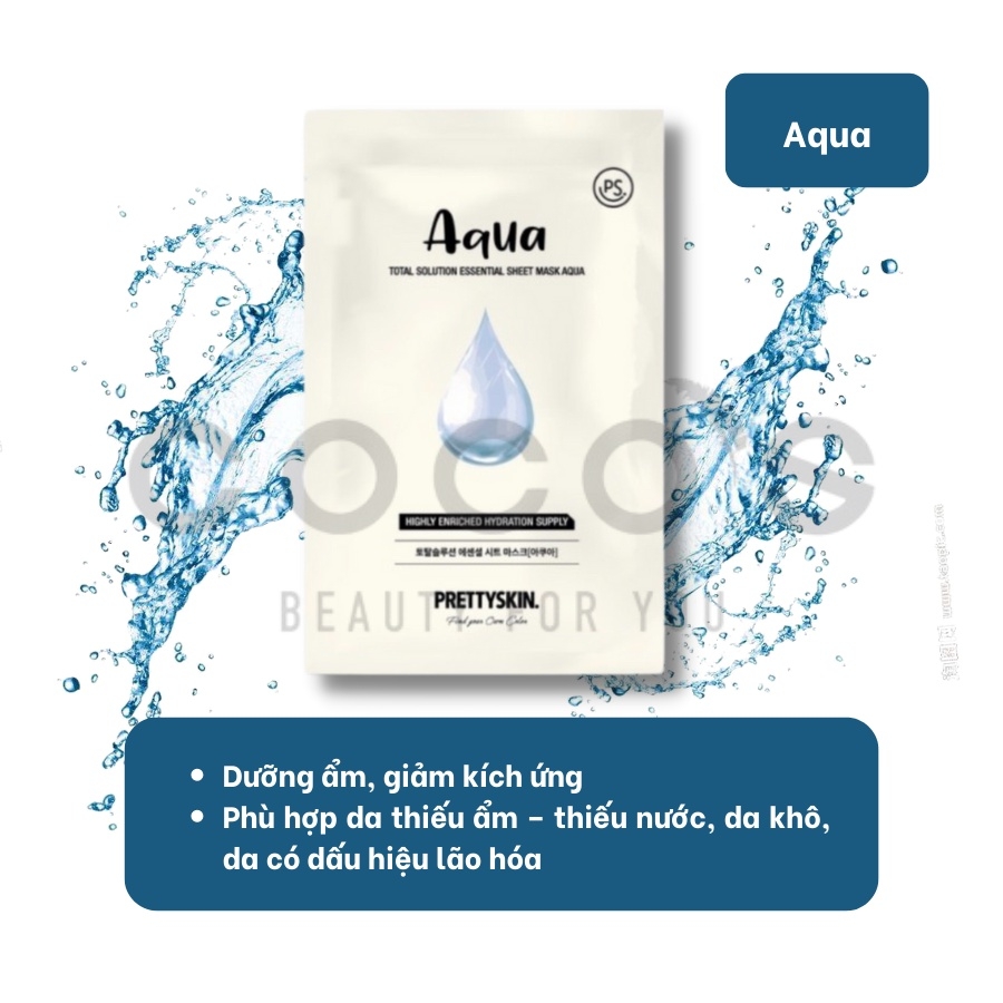 Mặt Nạ Pretty Skin Skin Total Solution Essential Sheet Mask Cấp Ẩm, Dưỡng Trắng, Ngừa Mụn, Dịu Da 23ml
