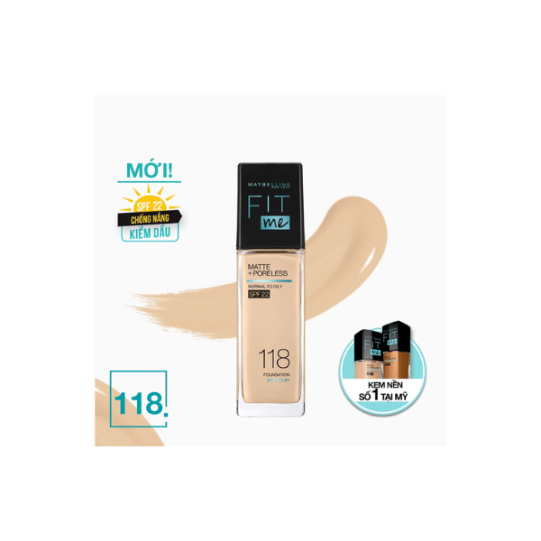 Kem Nền Mịn Nhẹ Kiềm Dầu Fit Me Maybelline New York Matte Poreless Foundation 30ml