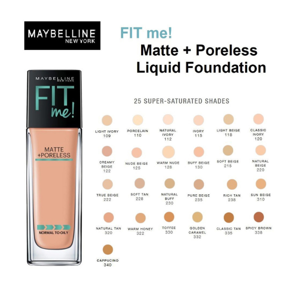 Kem Nền Mịn Nhẹ Kiềm Dầu Fit Me Maybelline New York Matte Poreless Foundation 30ml
