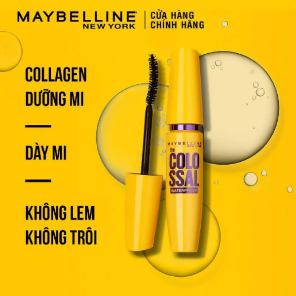 MASCARA LÀM DÀY MI & DƯỠNG MI MAYBELLINE THE COLOSSAL WATERPROOF 9.2ML
