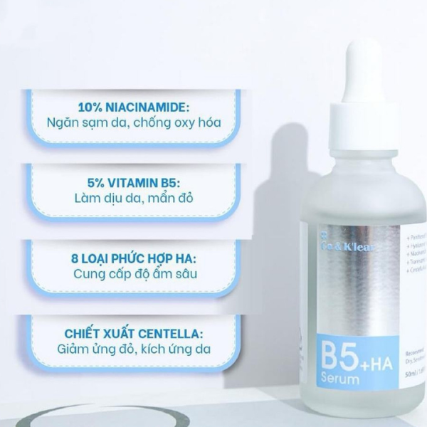 Tinh Chất Co&Klear B5 + HA, Serum Dưỡng Da Phục Hồi, Tinh Chất Cấp Ẩm, Serum B5 50ml