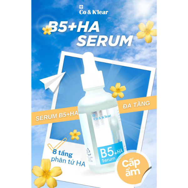 Tinh Chất Co&Klear B5 + HA, Serum Dưỡng Da Phục Hồi, Tinh Chất Cấp Ẩm, Serum B5 50ml
