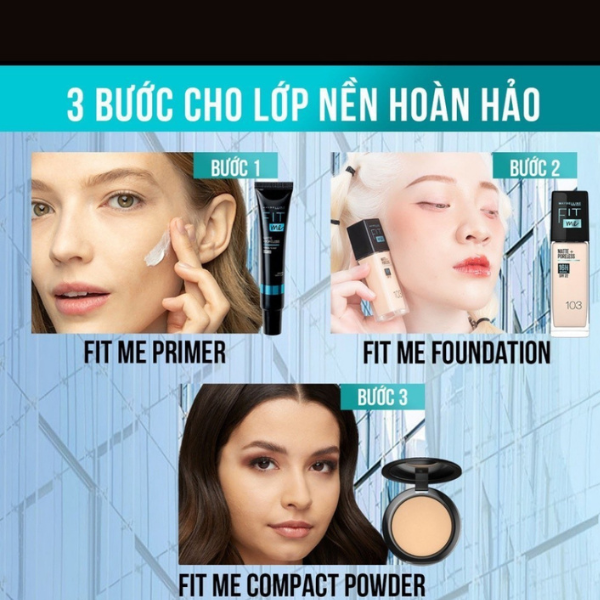 Phấn Phủ Maybelline Mịn Nhẹ Kiềm Dầu Chống Nắng SPF32 PA+++ Maybelline New York Fit Me Compact 6