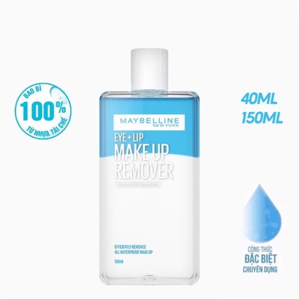 Nước Tẩy Trang Mắt và Môi Chuyên Dụng 2 lớp Maybelline New York Eye & Lip Makeup Remover 150ml/40ml