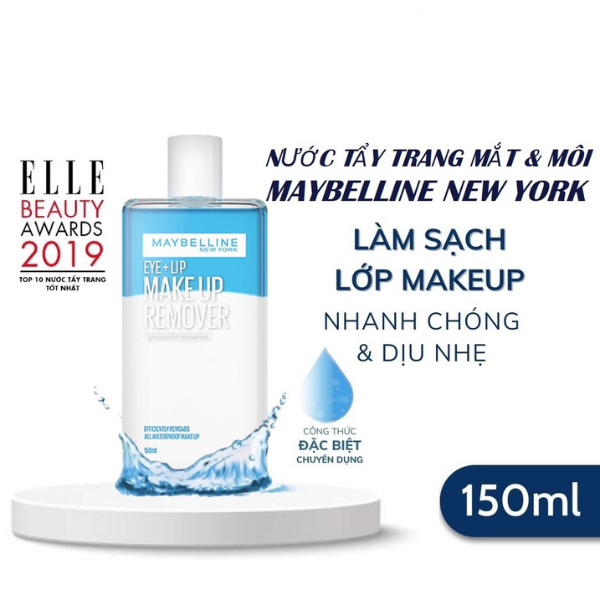 Nước Tẩy Trang Mắt và Môi Chuyên Dụng 2 lớp Maybelline New York Eye & Lip Makeup Remover 150ml/40ml