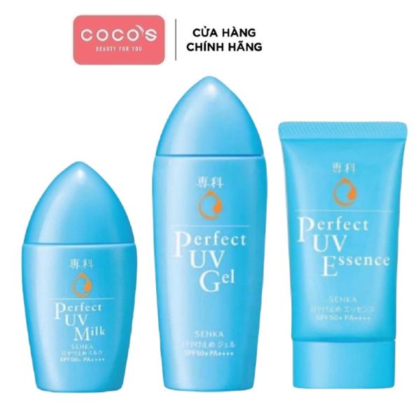Kem Chống Nắng Senka Perfect UV Dạng Sua 4 145 OML & Gel 80ML & Essence 50G