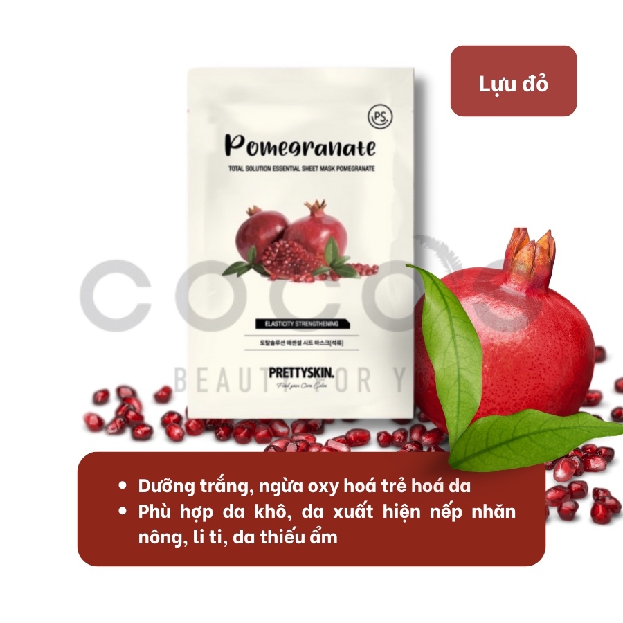 Mặt Nạ Pretty Skin Skin Total Solution Essential Sheet Mask Cấp Ẩm, Dưỡng Trắng, Ngừa Mụn, Dịu Da 23ml