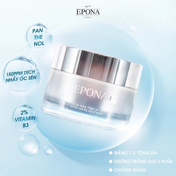 Kem Dưỡng Da Epona Premium Snail Tone Up Cream SPF 40 PA+++ Nâng Tone Mỏng Nhẹ, Tự Nhiên 50ml