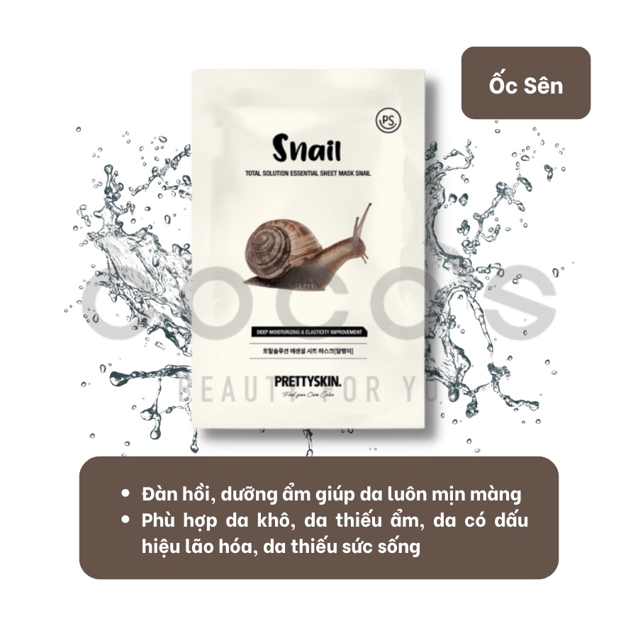 Mặt Nạ Pretty Skin Skin Total Solution Essential Sheet Mask Cấp Ẩm, Dưỡng Trắng, Ngừa Mụn, Dịu Da 23ml