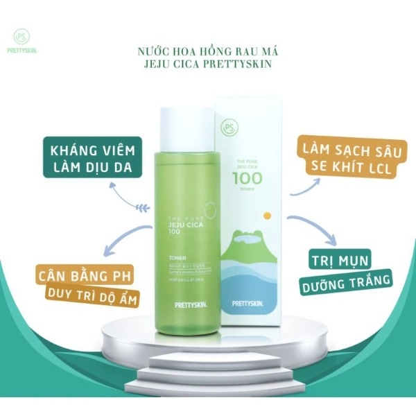 NƯỚC HOA HỒNG PRETTY SKIN THE PURE JEJU CICA 100 TONER 250ML