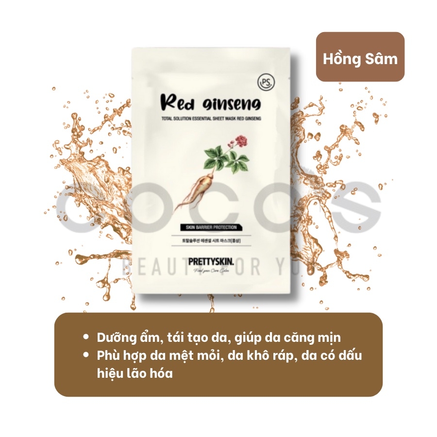 Mặt Nạ Pretty Skin Skin Total Solution Essential Sheet Mask Cấp Ẩm, Dưỡng Trắng, Ngừa Mụn, Dịu Da 23ml