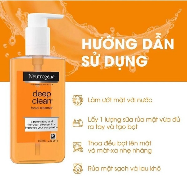 [MUA 1 TẶNG 1] Sữa rửa mặt Neutrogena Deep Clean Facial Cleanse, Sữa rửa mặt làm sạch sâu 150ml