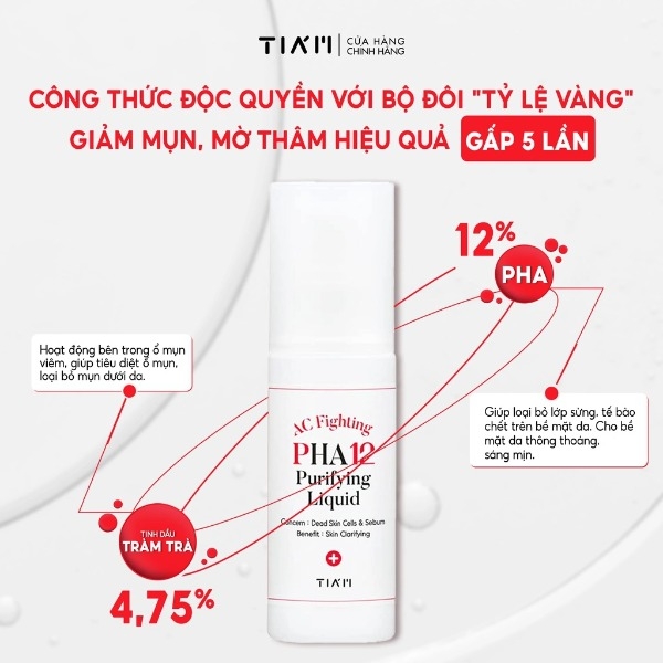 Tinh Chất Tia’m AC Fighting PHA 12 Purifying Liquid Giảm Mụn, Mờ Thâm 80ml