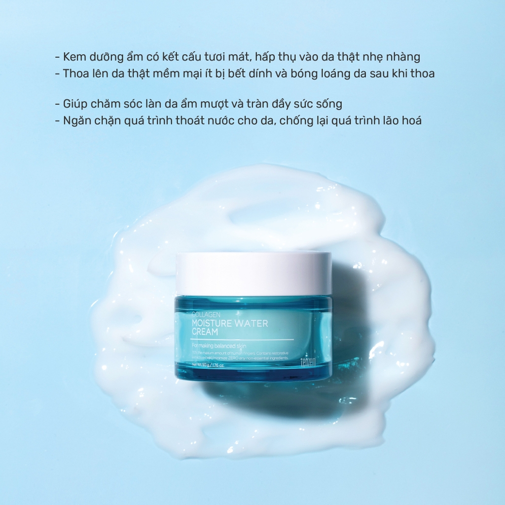 Kem Dưỡng Ẩm Sáng Da, Chống Lão Hóa Tenzero Collagen Moisture Water Cream 50g 