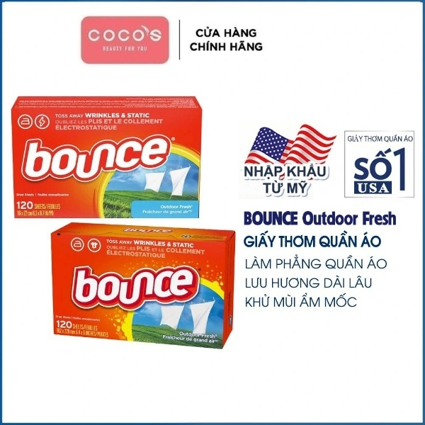 Giấy Thơm Quần Áo Bounce Mỹ Full Size, Bounce Sheets Outdoor Fresh 80/120 Tờ