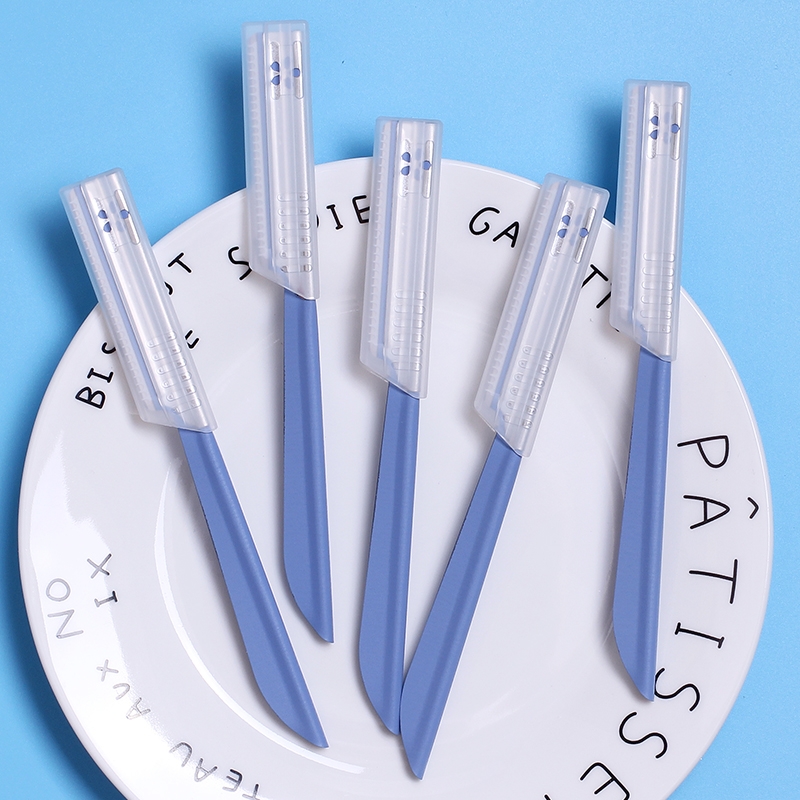 Bộ 5 dao cạo lông mày, lông mặt (có lớp bảo vệ) cho nữ KAI (7g x5) (XANH)