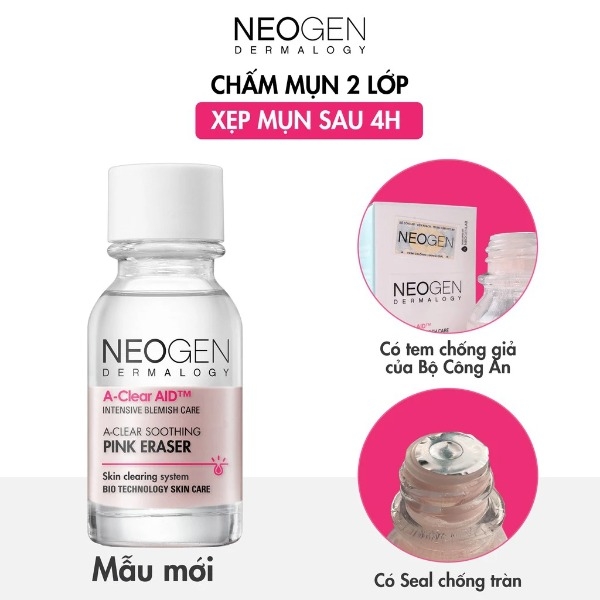 Chấm Mụn Neogen A-clear Soothing Pink Eraser Xẹp Mụn Giảm Xưng Đỏ Không Gây Kích Ứng 15ml