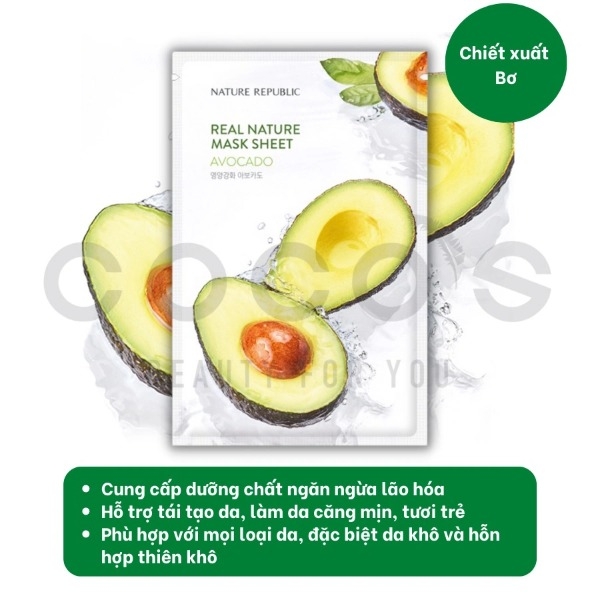 Mặt Nạ Giấy Cấp Ẩm Dưỡng Trắng Da Nature Republic Real Nature Mask Sheet 23ml