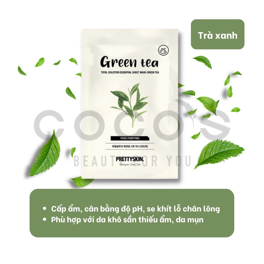 Mặt Nạ Pretty Skin Skin Total Solution Essential Sheet Mask Cấp Ẩm, Dưỡng Trắng, Ngừa Mụn, Dịu Da 23ml