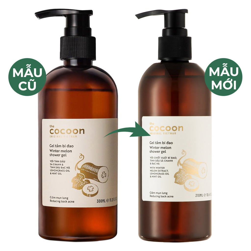 Sữa tắm bí đao dạng gel Cocoon giúp giảm mụn lưng Winter Melon Shower Gel 310ml