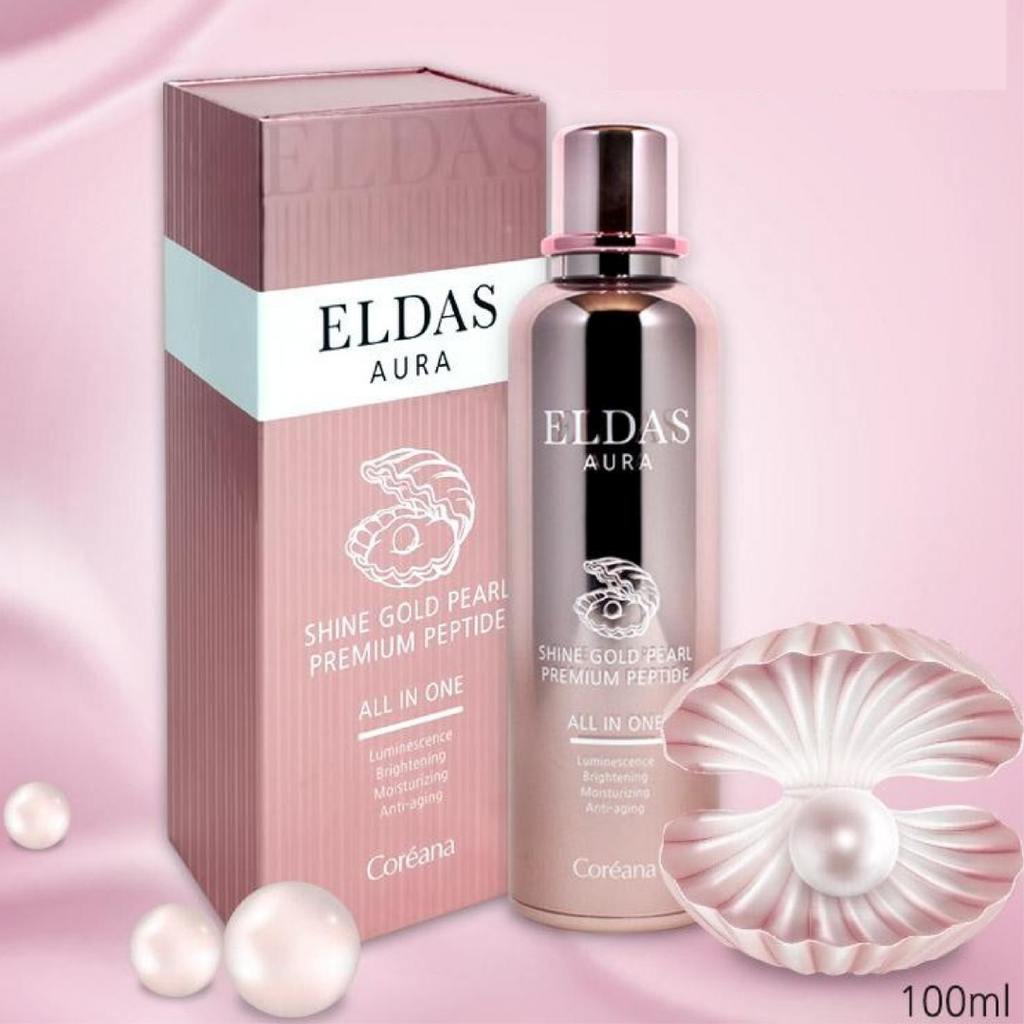 Tinh Chất Tế Bào Gốc Eldas Aura Shine Gold Pearl Premium Peptide All In One Coréana 100ml