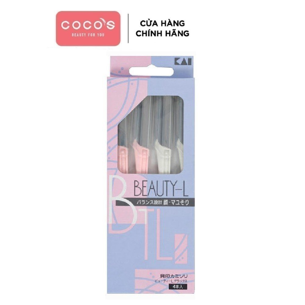 Hộp 4 Dao Cạo Lông Mày, Lông Mặt Cho Nữ KAI Nhật Bản (0.15mm)