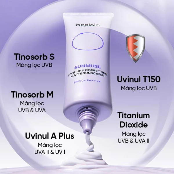 Kem Chống Nắng Beplain Sunmuse Tone Up & Correcting Matte Sunscreen SPF50+ PA++++ Nâng Tông, Kiềm Dầu Mịn Lì 50ml