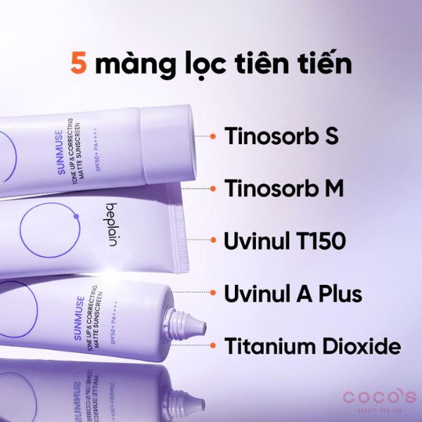 Kem Chống Nắng Beplain Sunmuse Tone Up & Correcting Matte Sunscreen SPF50+ PA++++ Nâng Tông, Kiềm Dầu Mịn Lì 50ml