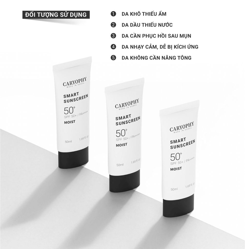 Kem Chống Nắng Phục Hồi Da Tổn Thương Caryophy Smart Sunscreen Tone Up 50ml