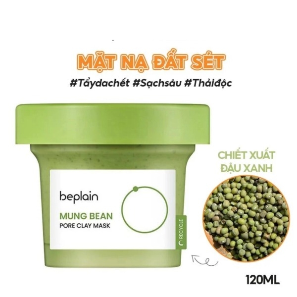 Mặt Nạ Beplain Mung Bean Pore Clay Mask Đất Sét Từ Đậu Xanh Hỗ Trợ Sạch Sâu 120ml