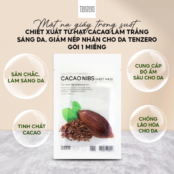 Combo 10 Mặt Nạ Giấy Trong Suốt Tenzero Sheet Mask Dưỡng Ẩm, Phục Hồi, Mềm Mịn, Sáng Da 25mlx10