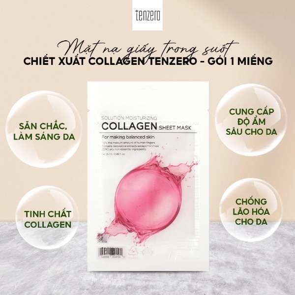 Combo 10 Mặt Nạ Giấy Trong Suốt Tenzero Sheet Mask Dưỡng Ẩm, Phục Hồi, Mềm Mịn, Sáng Da 25mlx10