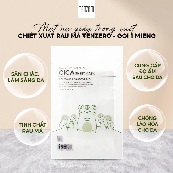 Combo 10 Mặt Nạ Giấy Trong Suốt Tenzero Sheet Mask Dưỡng Ẩm, Phục Hồi, Mềm Mịn, Sáng Da 25mlx10