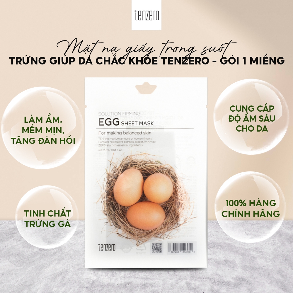 Mặt Nạ Giấy Trong Suốt Tenzero Sheet Mask Dưỡng Ẩm, Phục Hồi, Mềm Mịn, Sáng Da 25ml 