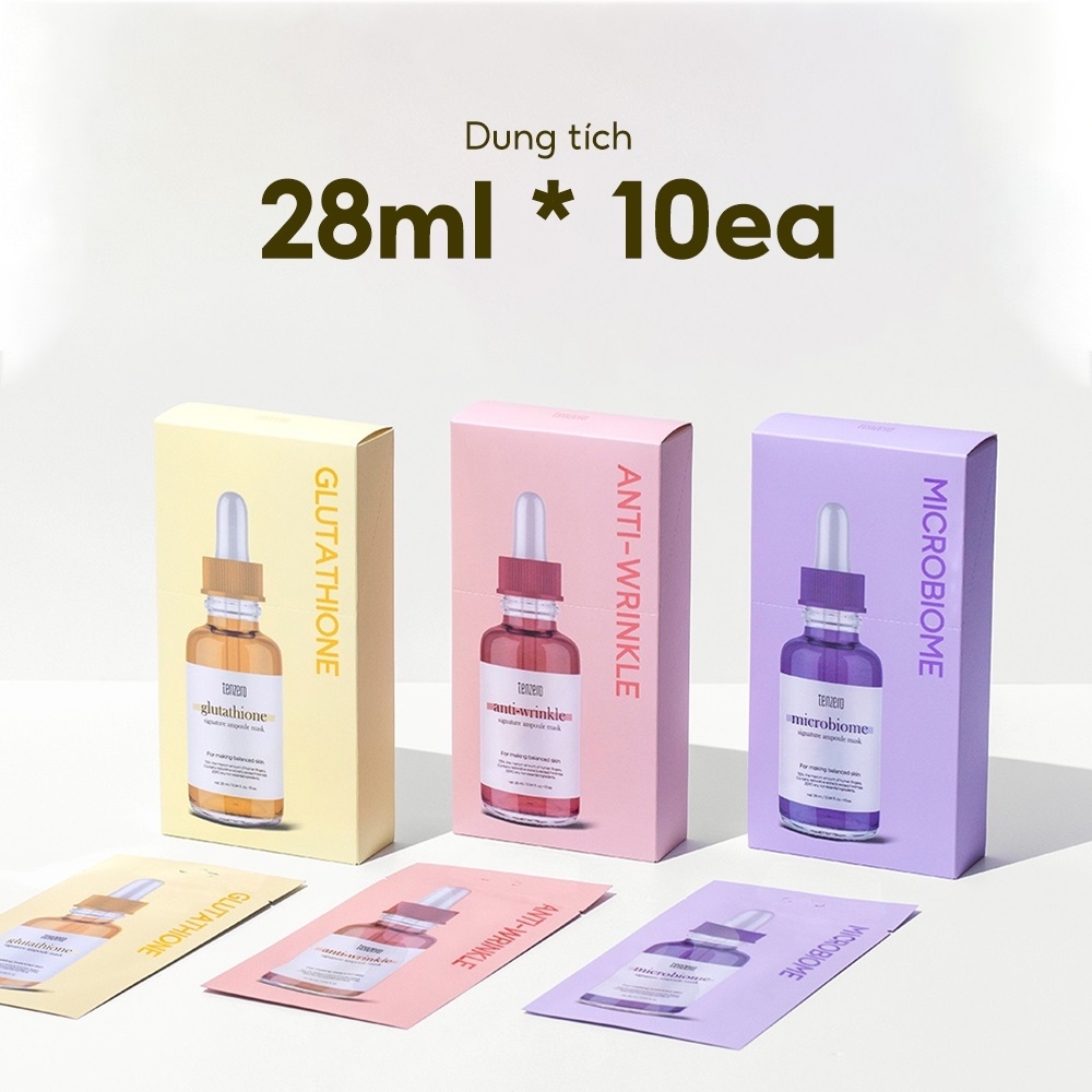 Combo 10 Mặt Nạ Tế Bào Gốc Tenzero Cung Cấp Dinh Dưỡng Và Cải Thiện Nếp Nhăn, Sáng Da 28mlx10