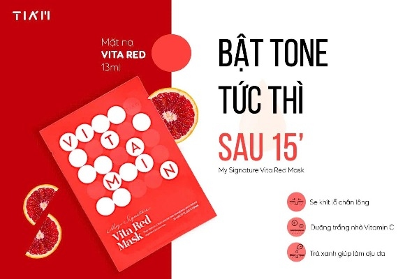 Mặt Nạ Tiam My Signature Vita Red Mask Dưỡng Sáng Mờ Thâm 23ml