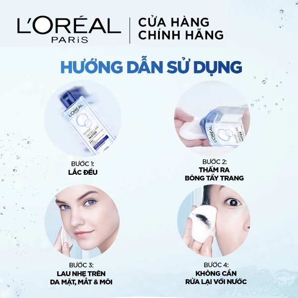 Nước Tẩy Trang L'Oreal Micellar Water 3-in-1 Refreshing Even For Sensitive Skin Tươi Mát Cho Da Dầu, Hỗn Hợp 400ml