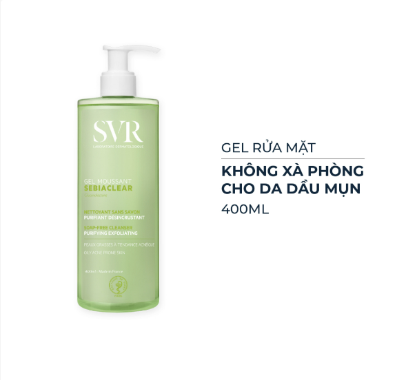 Sữa Rửa Mặt Dạng Gel SVR Sebiaclear Gel Moussant Không Chứa Xà Phòng Dành Cho Da Dầu 55ml/200ml/400ml