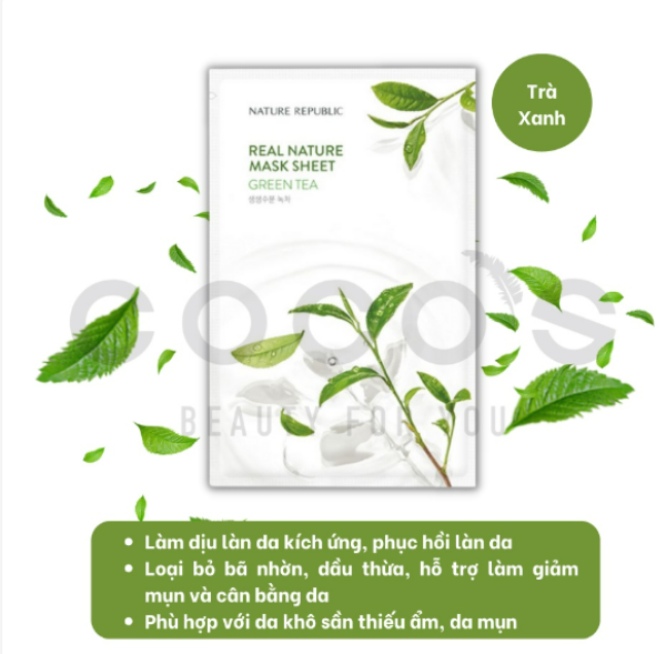 Mặt Nạ Giấy Cấp Ẩm Dưỡng Trắng Da Nature Republic Real Nature Mask Sheet 23ml
