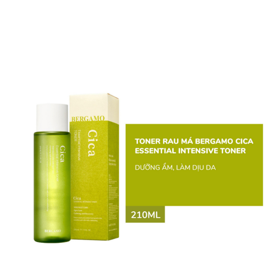 Toner Bergamo Cica Essential Intensive Toner Cấp Ẩm, Dưỡng Da 210ml - XANH LÁ