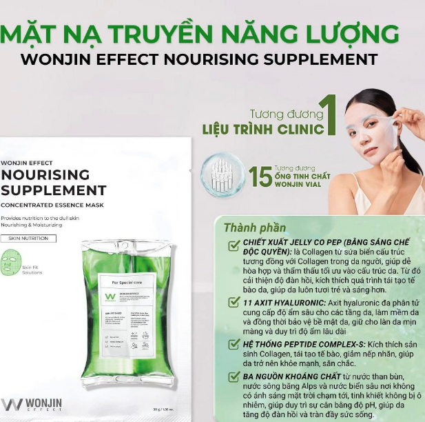 Combo 10 Mặt Nạ Wonjin Cấp Ẩm, Làm Dịu, Cung Cấp Collagen (27g/ 30g x 10 miếng)