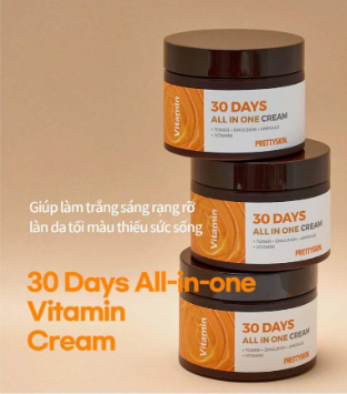Kem Dưỡng Pretty Skin Vitamin 30 Days All In One Cream, Kem Dưỡng Cấp Ẩm  Cho Da