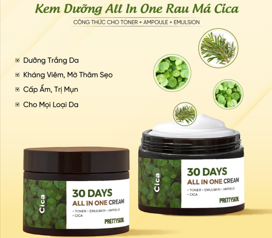 Kem Dưỡng Pretty Skin 30 Days All In One Cream - Cica
