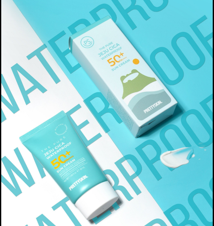 KEM CHỐNG NẮNG KHÁNG NƯỚC LÂU TRÔI PRETTYSKIN THE PURE JEJU CICA WATERPROOF SUN CREAM